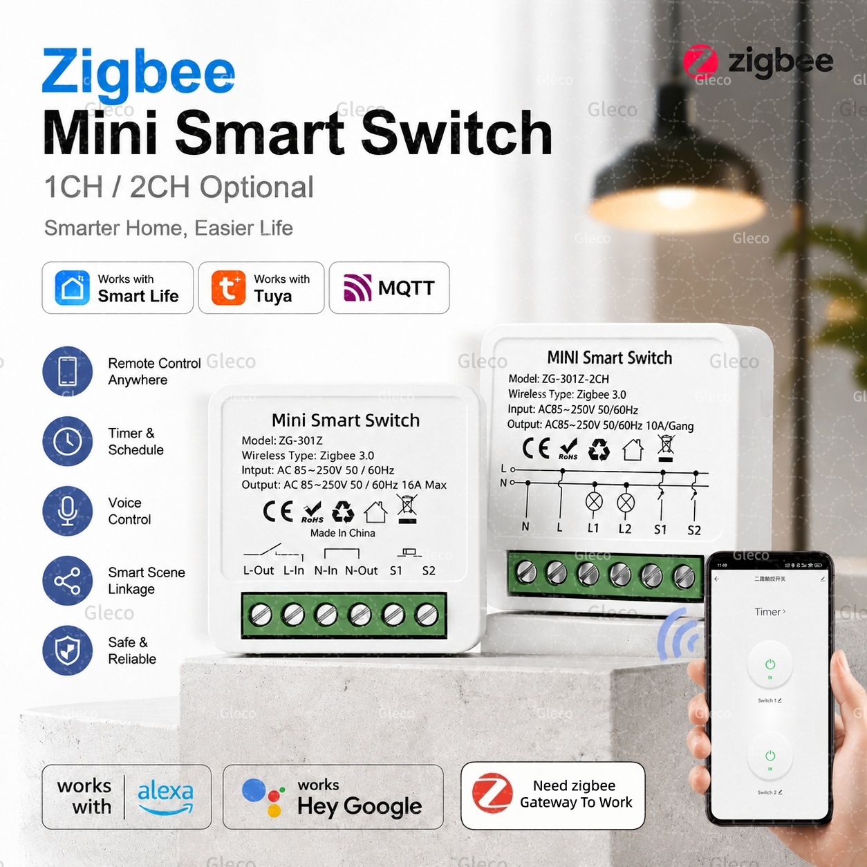 Smart Home Hub 2 - Zigbee Tuya Smart Switch Smart Leven