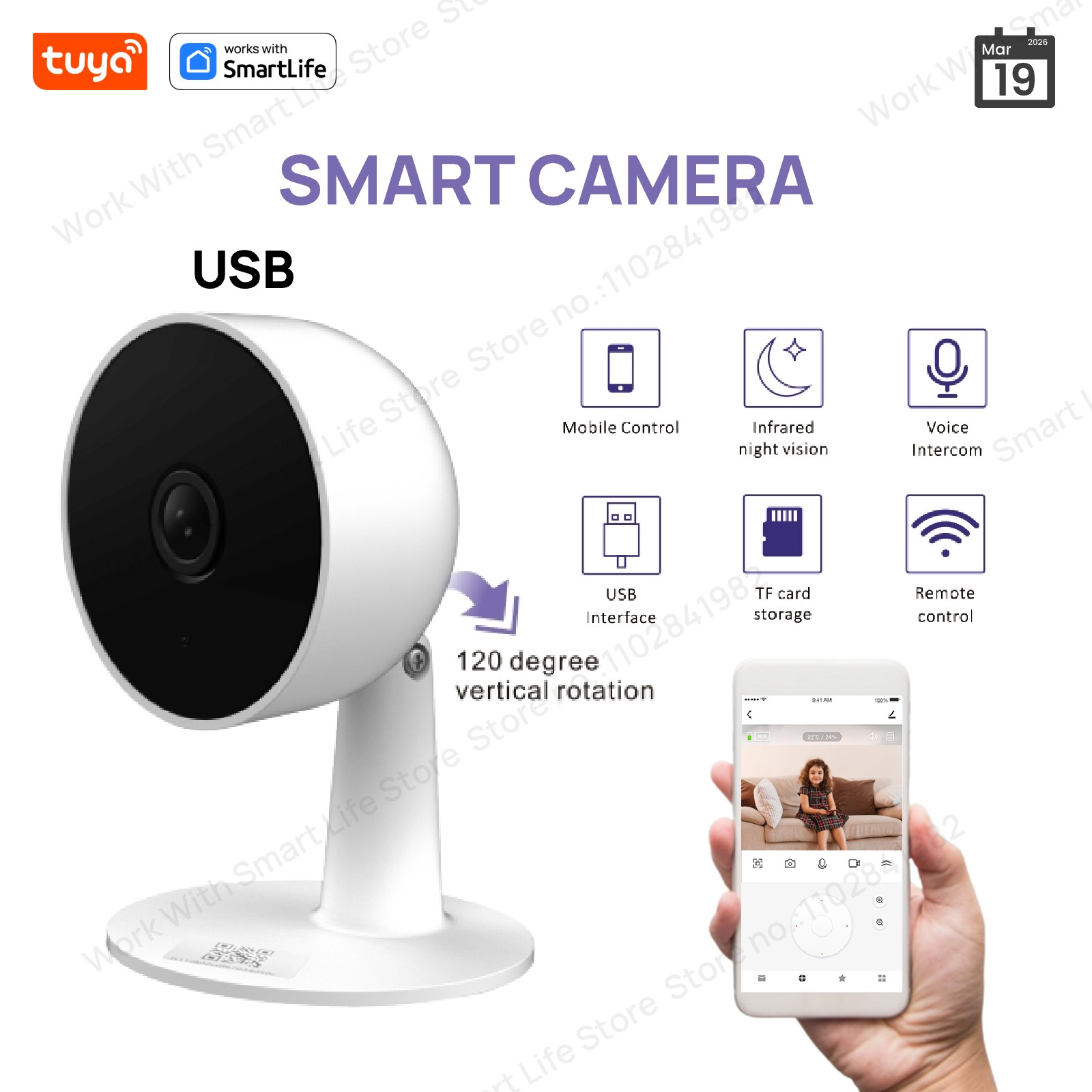 Smart Home Camera Ezviz - Tuya Smart 2MP HD Indoor Home